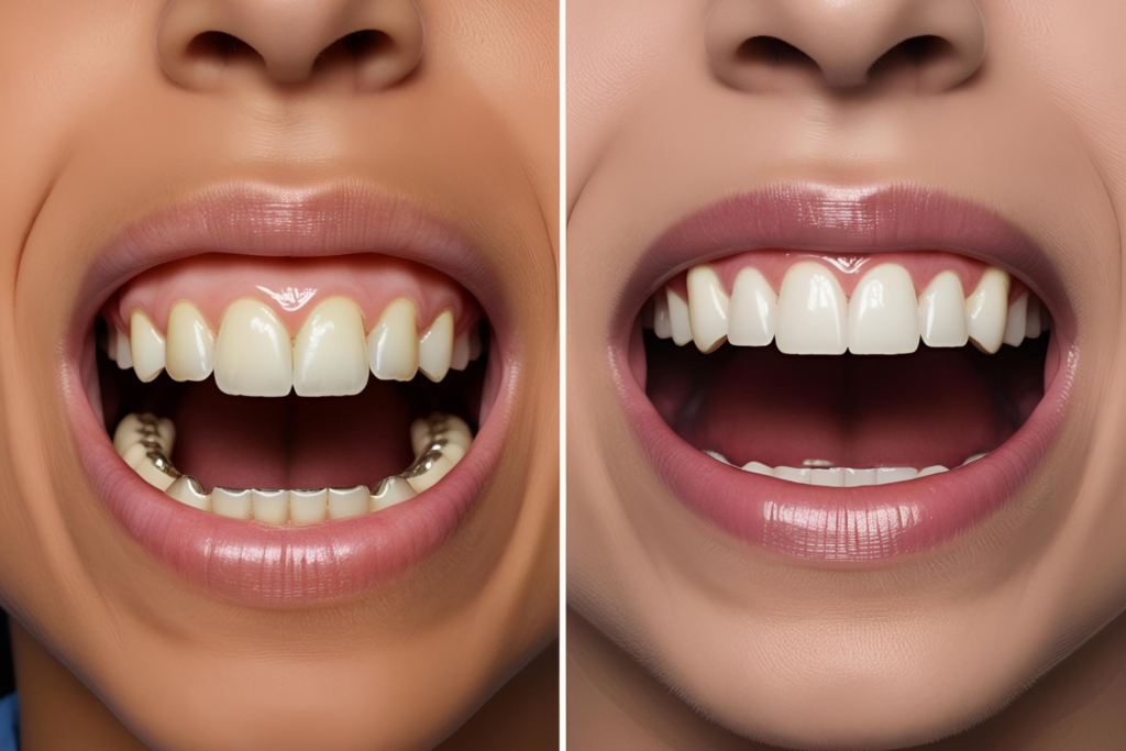 Before-and-after comparison of dental implants