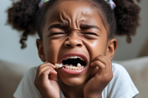 Young child in pain because of a broken tooth - Broken Tooth Emergency